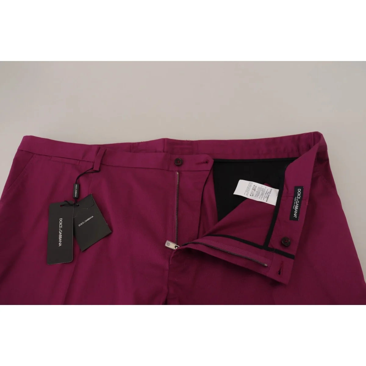 Dolce & Gabbana Magenta Cotton DG Logo Pocket Trouser Pants