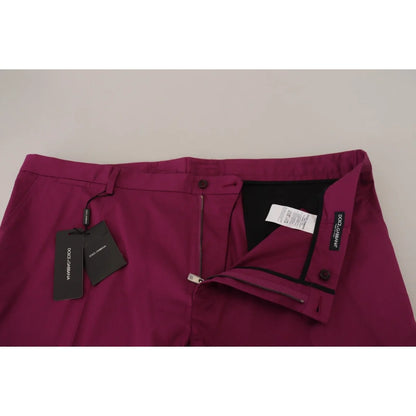 Dolce & Gabbana Magenta Cotton DG Logo Pocket Trouser Pants
