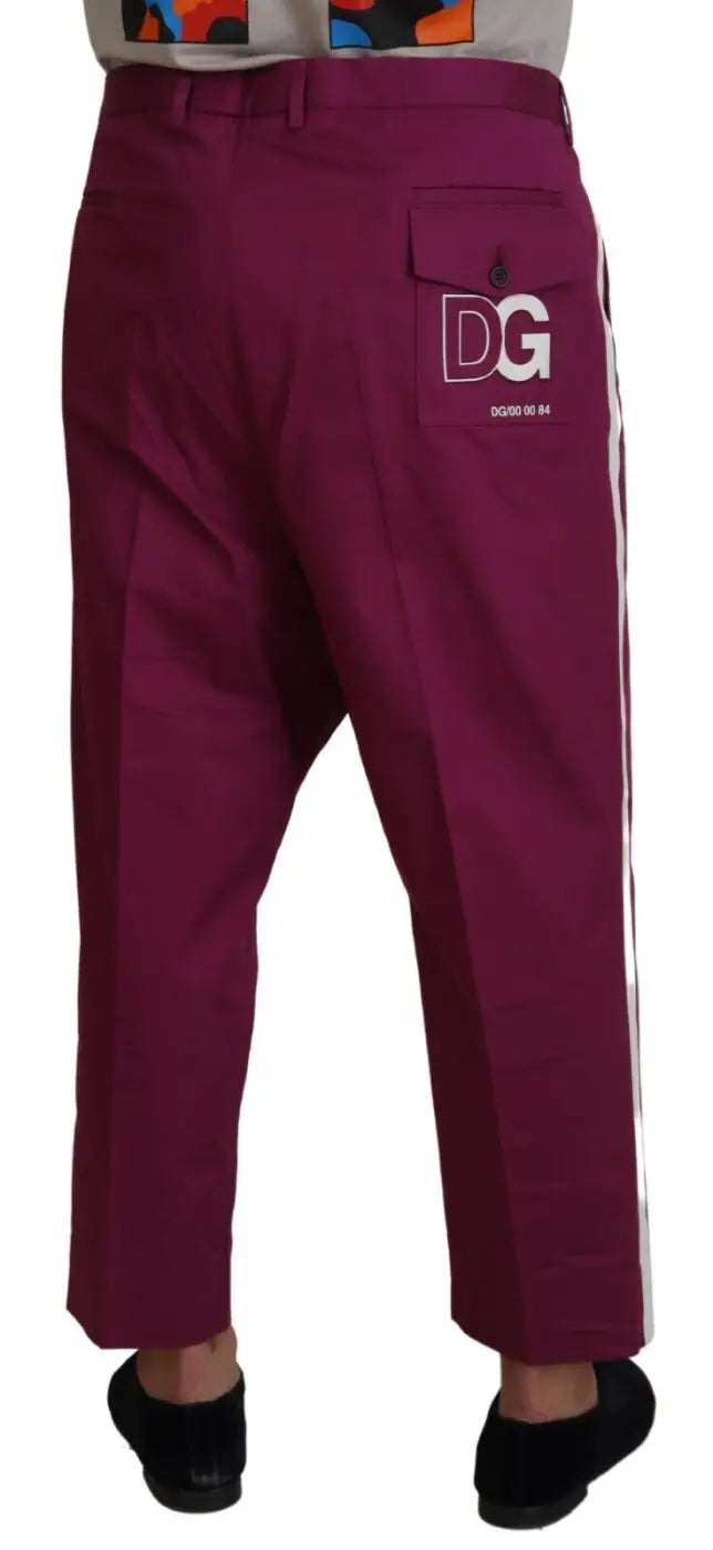 Dolce &amp; Gabbana Magenta Cotton DG Logo Pocket Trouser Pants