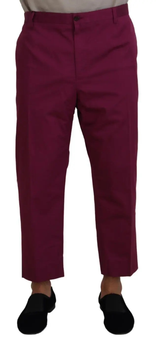 Dolce &amp; Gabbana Magenta Cotton DG Logo Pocket Trouser Pants