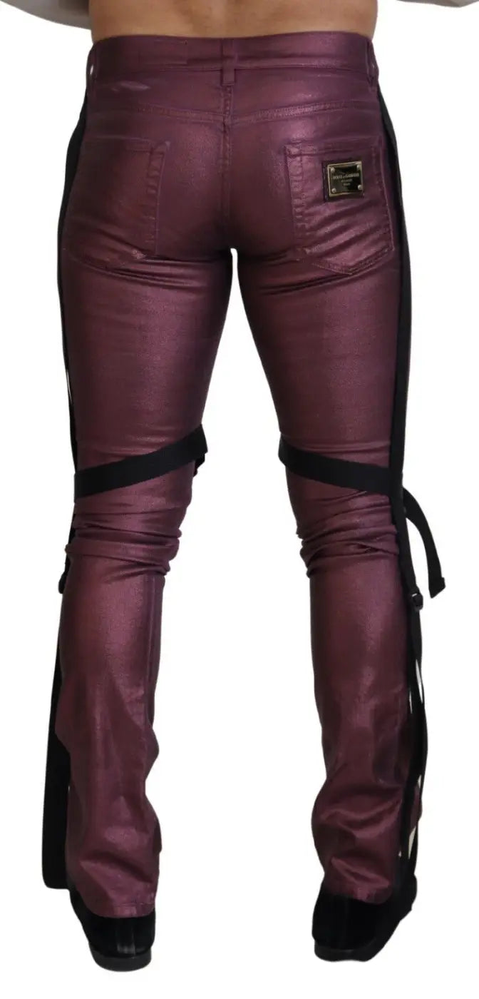 Dolce &amp; Gabbana Magenta Cotton Men Casual Harness Denim Jeans