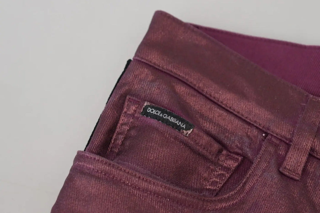 Dolce &amp; Gabbana Magenta Cotton Men Casual Harness Denim Jeans