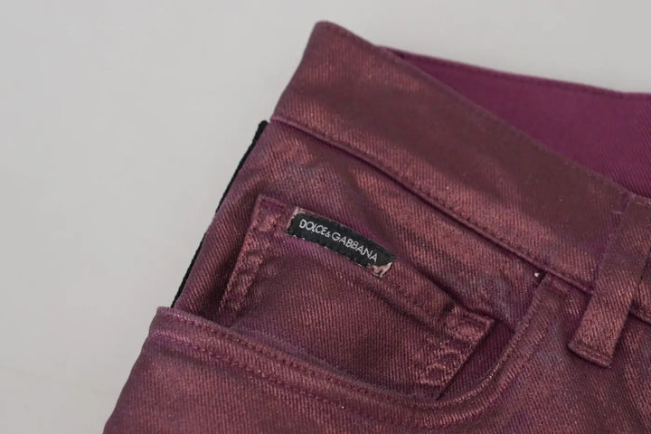 Dolce &amp; Gabbana Magenta Cotton Men Casual Harness Denim Jeans