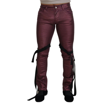 Dolce & Gabbana Magenta Cotton Men Casual Harness Denim Jeans