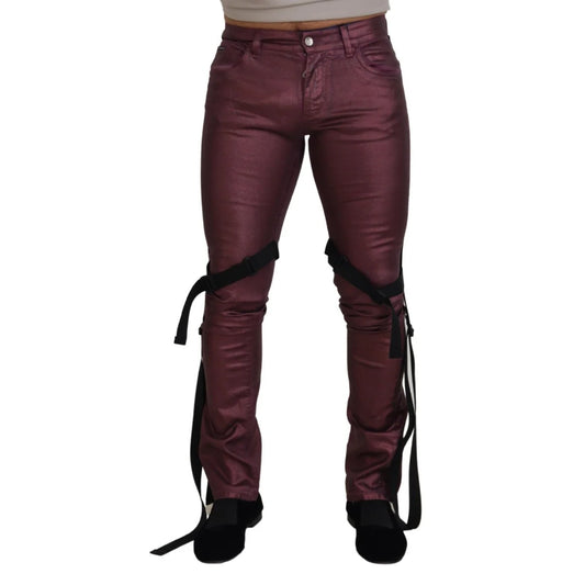 Dolce & Gabbana Magenta Cotton Men Casual Harness Denim Jeans
