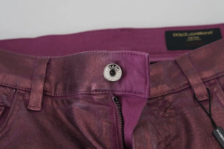 Dolce &amp; Gabbana Magenta Cotton Men Casual Harness Denim Jeans