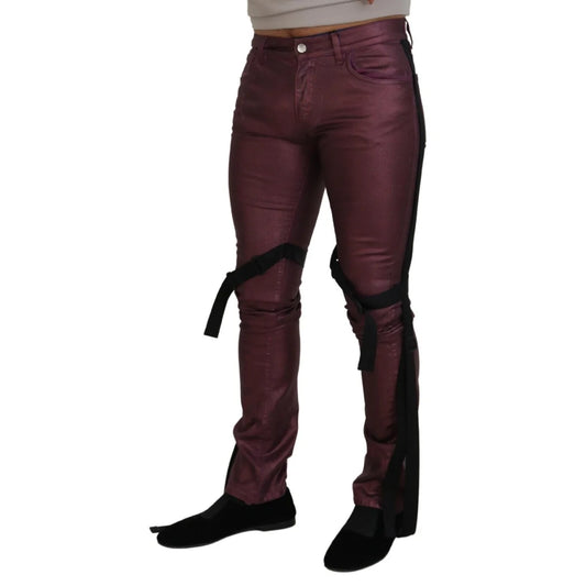 Dolce & Gabbana Magenta Cotton Men Casual Harness Denim Jeans