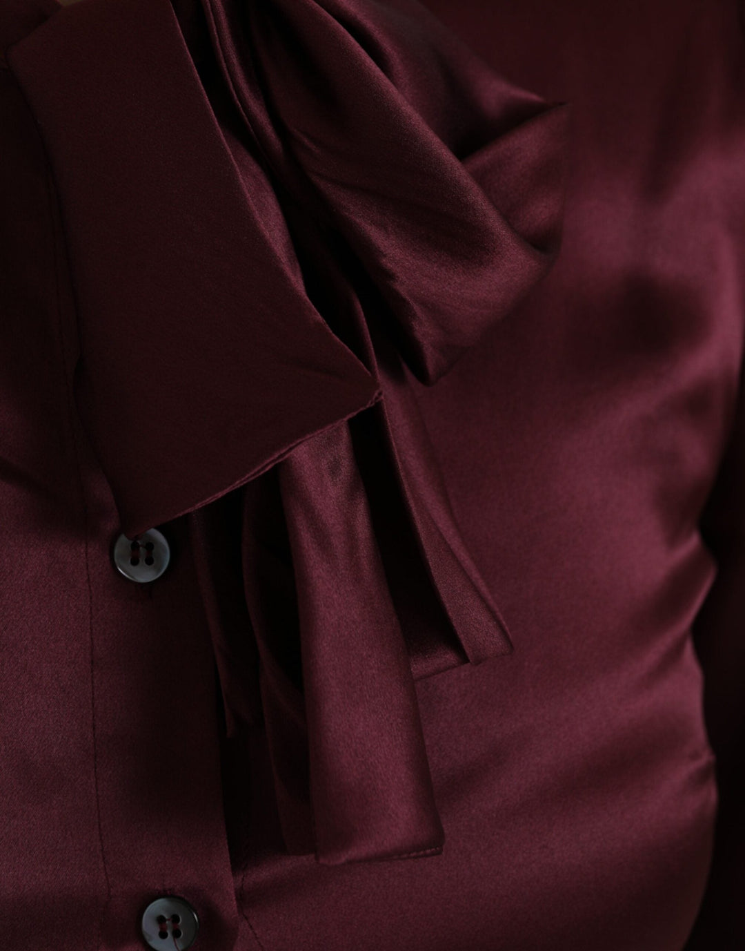 Dolce &amp; Gabbana Blouses - Women’s Maroon Ascot Collar Long Sleeve Top Blouse