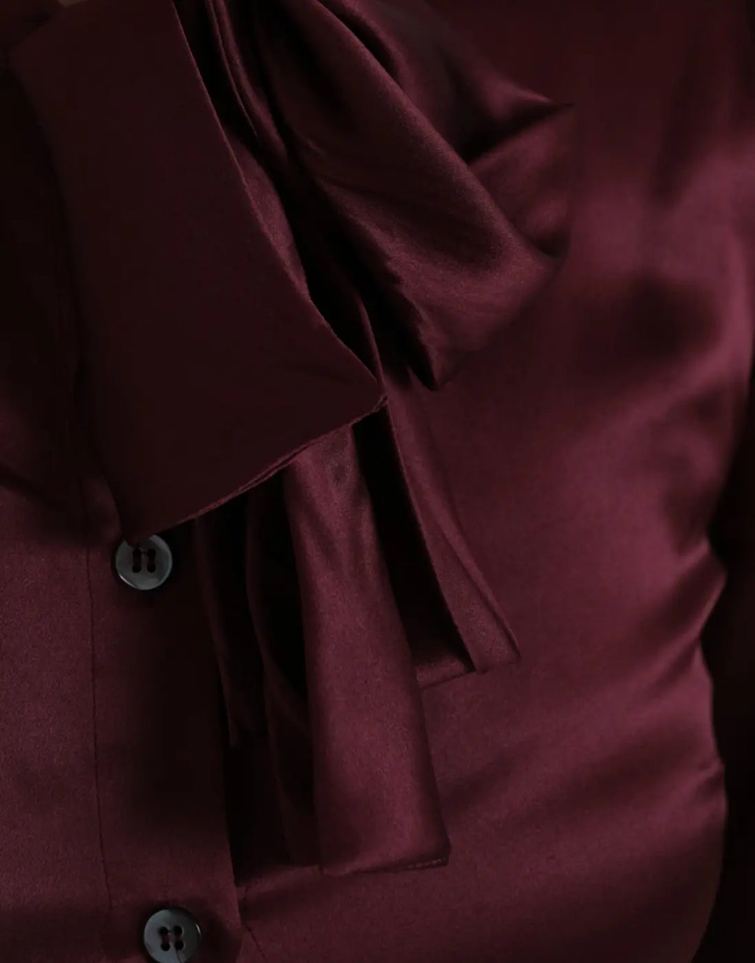Dolce &amp; Gabbana Maroon Ascot Collar Long Sleeve Top Blouse