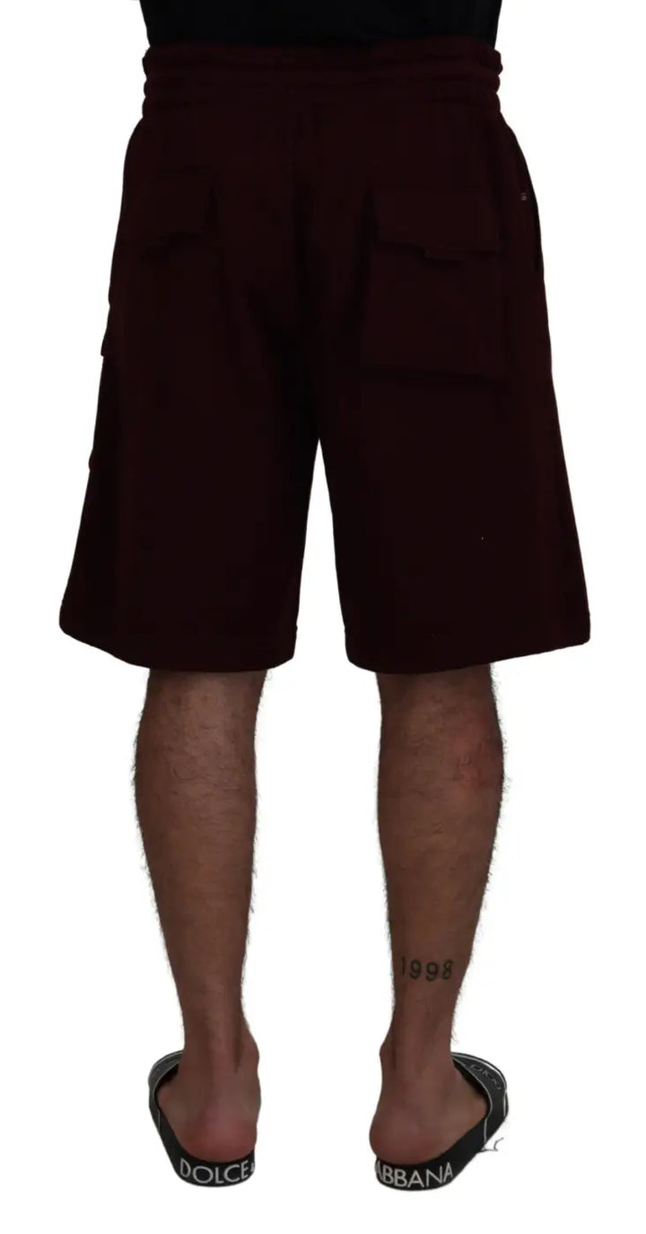 Dolce &amp; Gabbana Maroon Bermuda Cargo Men Shorts