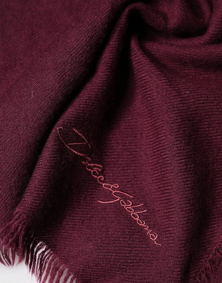 Dolce &amp; Gabbana Maroon Cashmere Fringes Neck Wrap Shawl Scarf