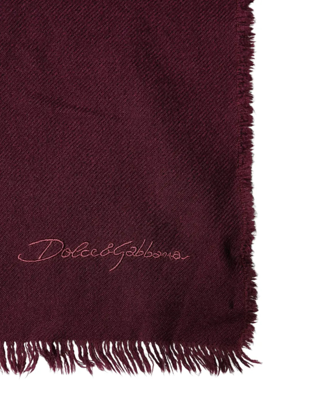 Dolce &amp; Gabbana Maroon Cashmere Fringes Neck Wrap Shawl Scarf