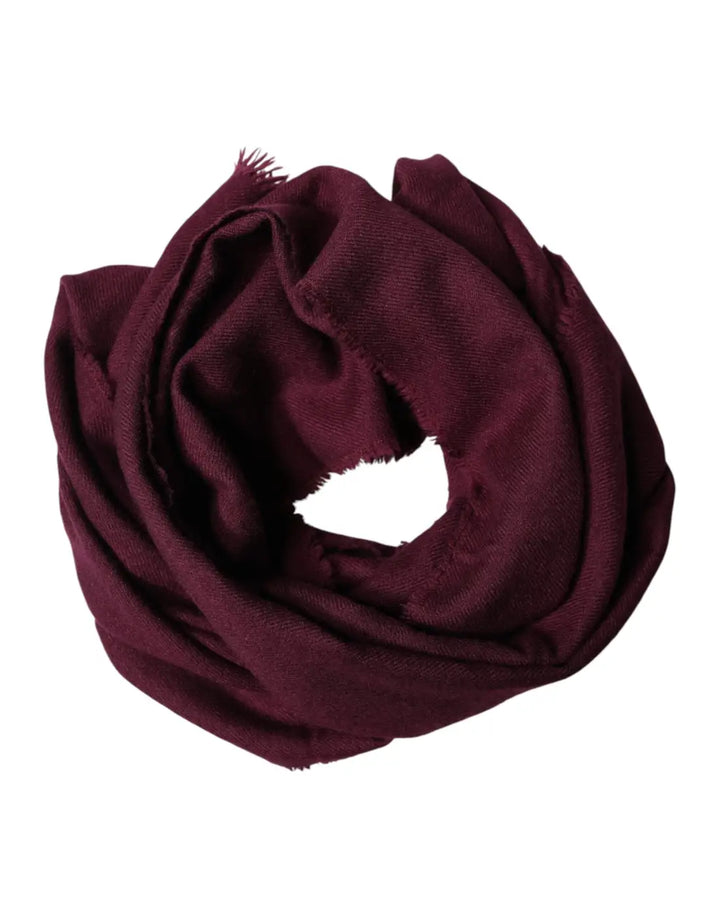 Dolce &amp; Gabbana Maroon Cashmere Fringes Neck Wrap Shawl Scarf