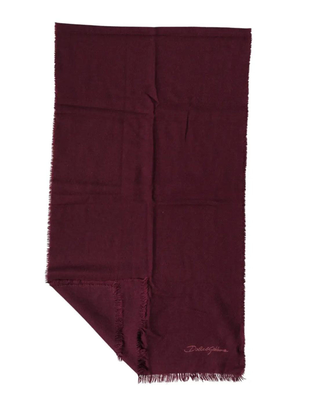 Dolce &amp; Gabbana Maroon Cashmere Fringes Neck Wrap Shawl Scarf