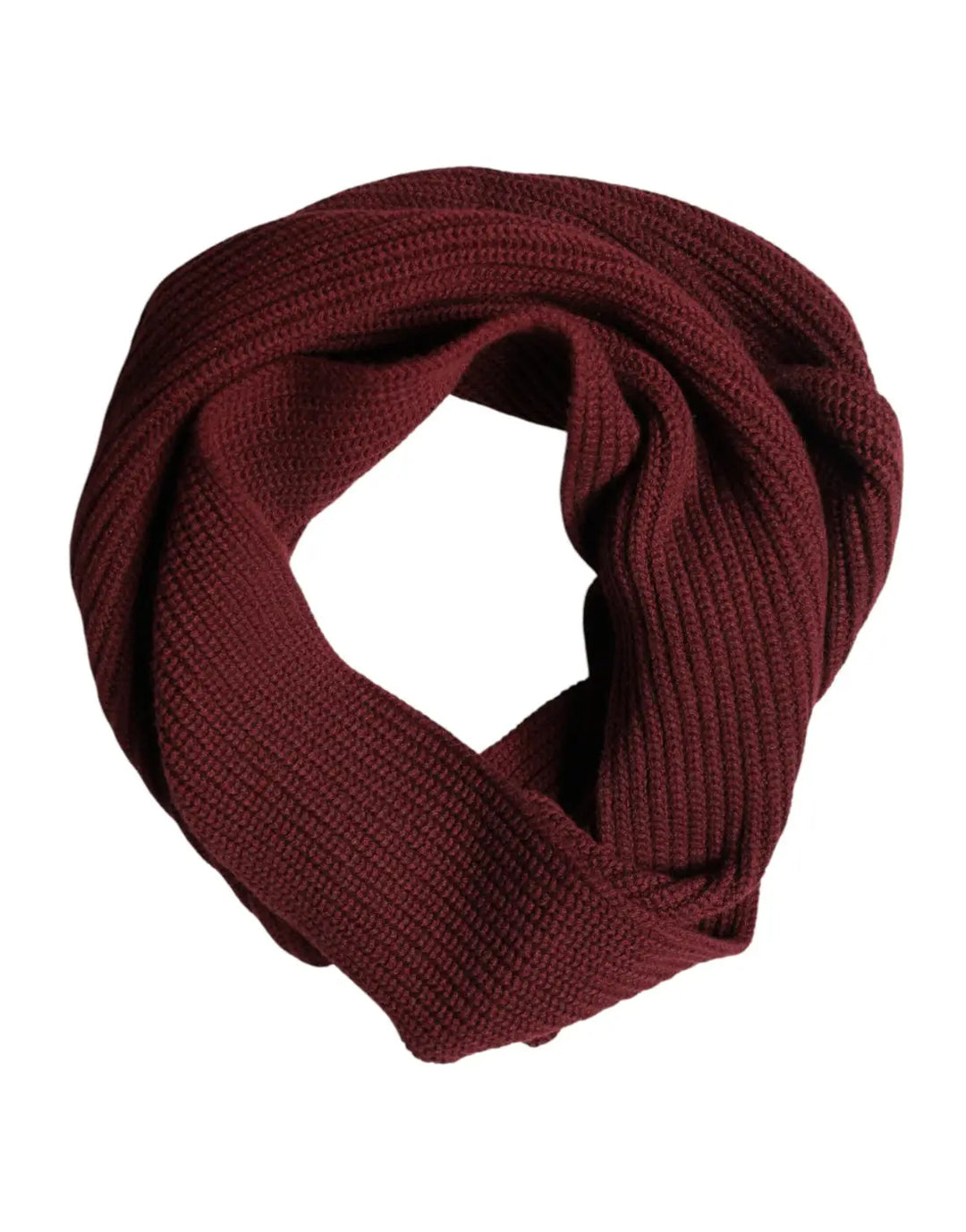 Dolce &amp; Gabbana Maroon Cashmere Knitted NeckWrap Shawl Scarf