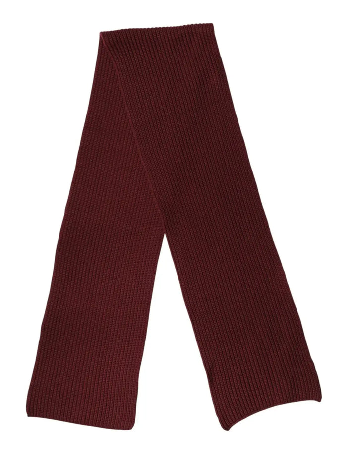 Dolce &amp; Gabbana Maroon Cashmere Knitted NeckWrap Shawl Scarf