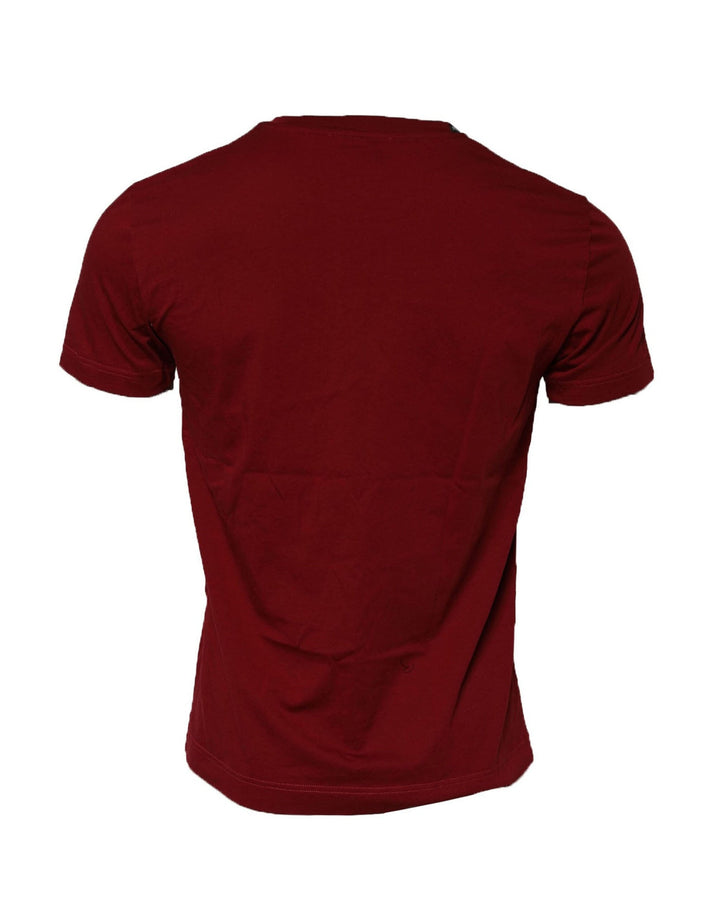 Dolce &amp; Gabbana Maroon Cotton Crew Neck Short Sleeves T-shirt