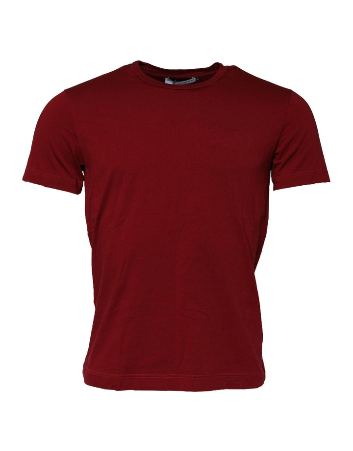Dolce &amp; Gabbana Maroon Cotton Crew Neck Short Sleeves T-shirt