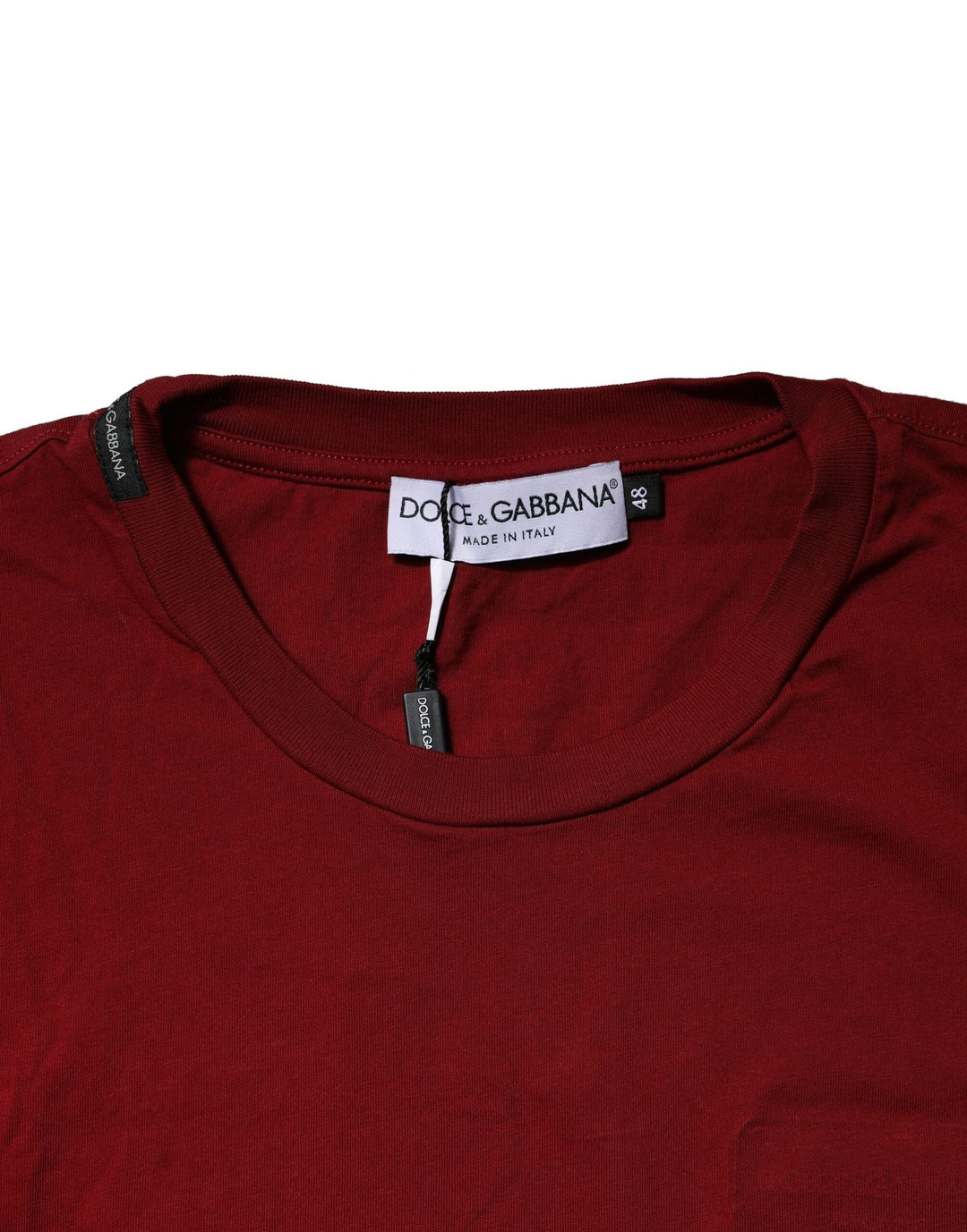 Dolce &amp; Gabbana Maroon Cotton Crew Neck Short Sleeves T-shirt