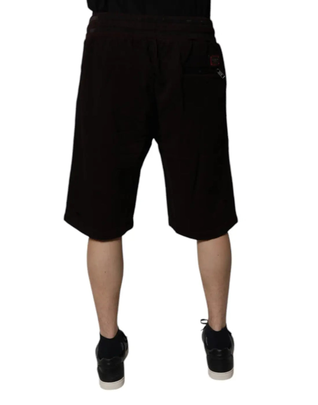 Dolce &amp; Gabbana Maroon Cotton Logo Plaque Men Bermuda Shorts