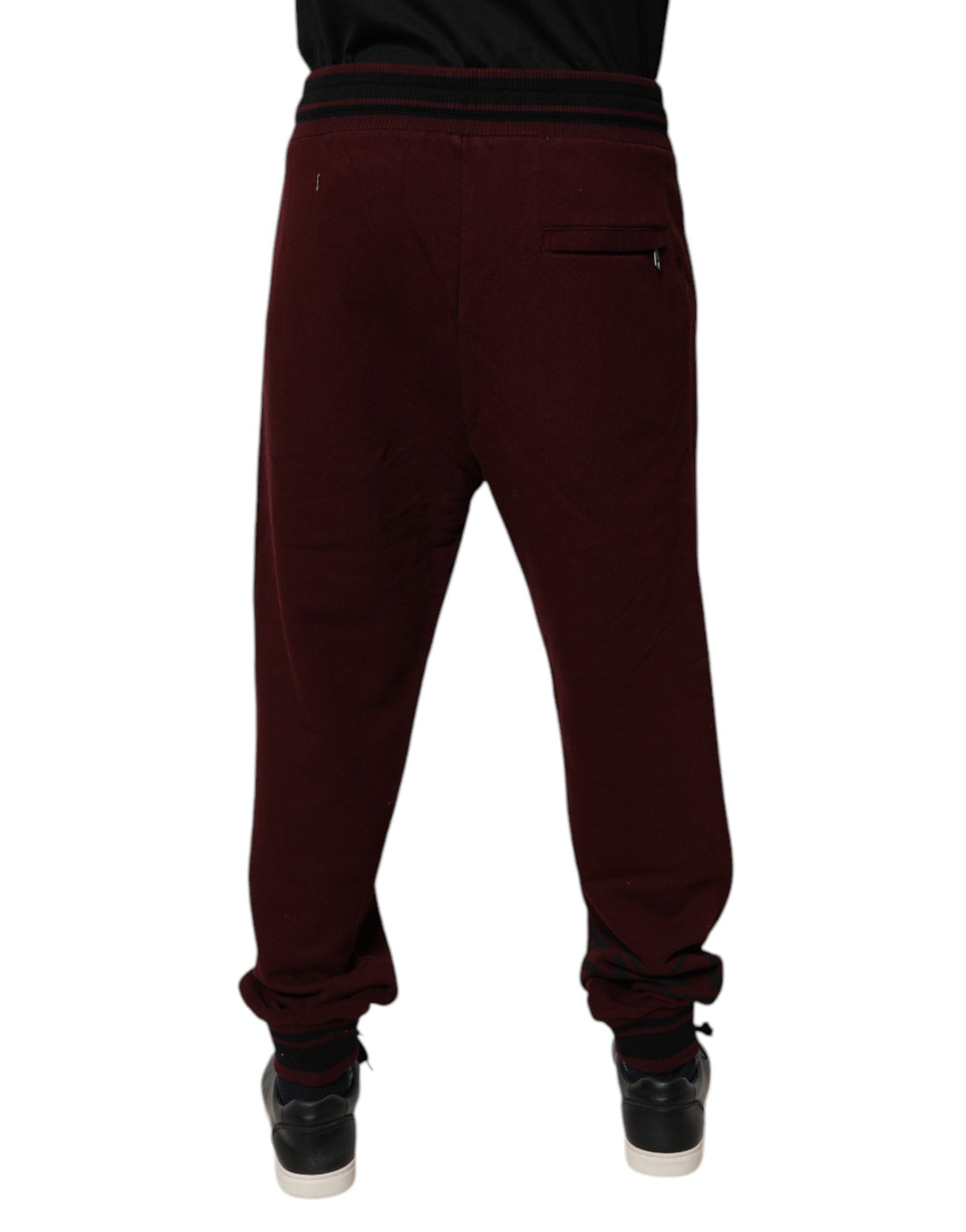 Dolce &amp; Gabbana Maroon Cotton Men Jogger Sweatpants Pants