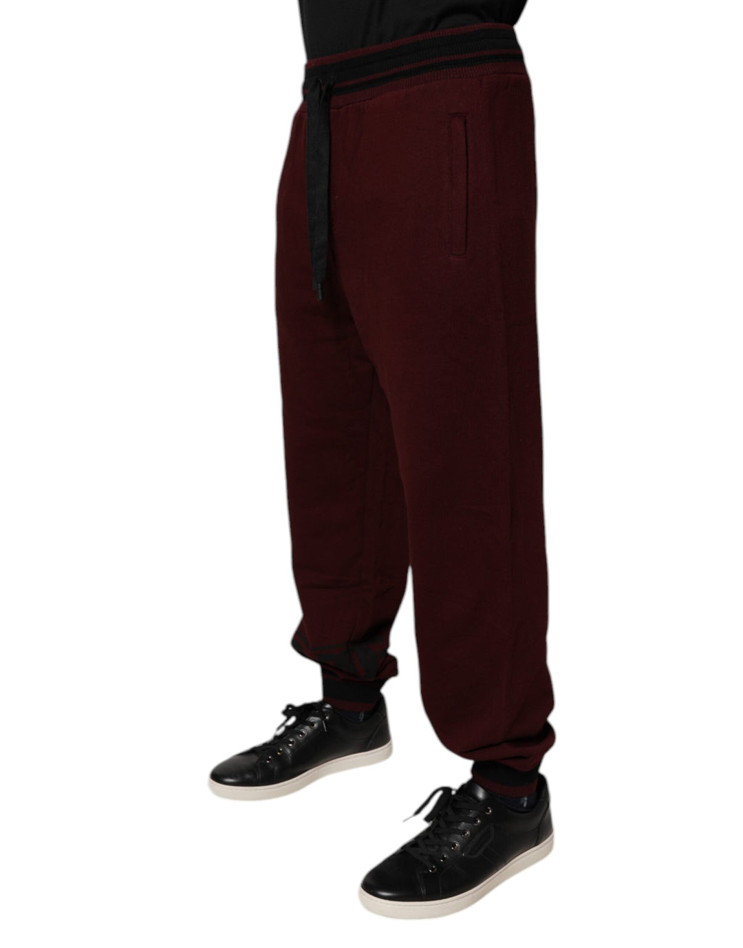 Dolce &amp; Gabbana Maroon Cotton Men Jogger Sweatpants Pants