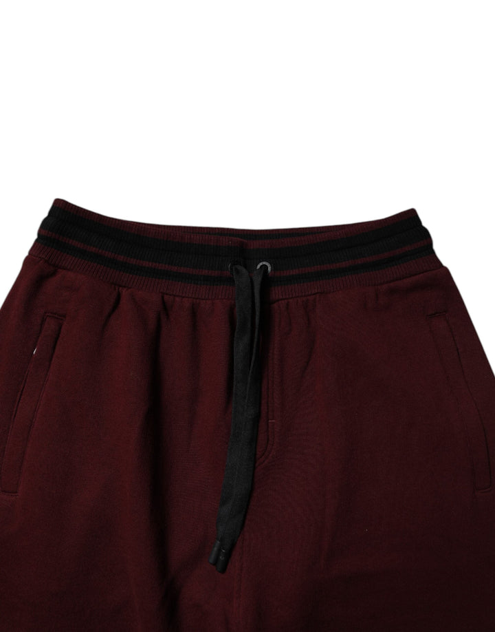 Dolce &amp; Gabbana Maroon Cotton Men Jogger Sweatpants Pants