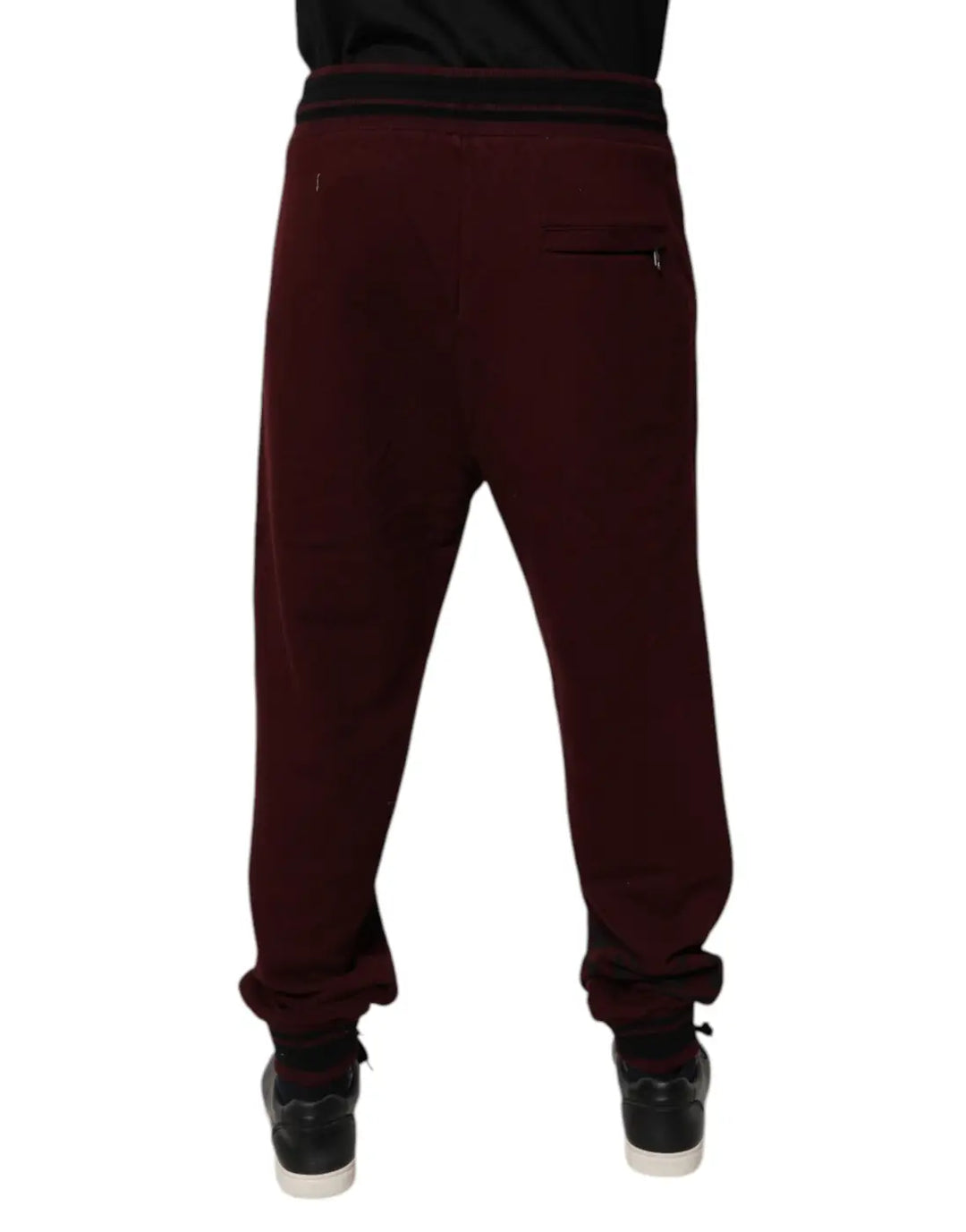 Dolce &amp; Gabbana Maroon Cotton Men Jogger Sweatpants Pants