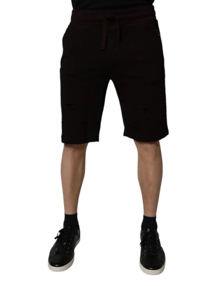 Dolce &amp; Gabbana Maroon Cotton Sweatshorts Men Bermuda Shorts