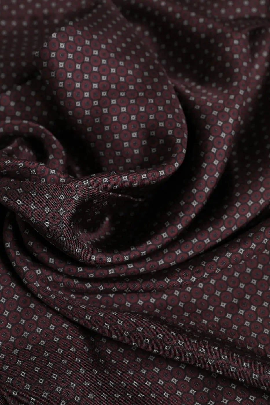 Dolce &amp; Gabbana Maroon Dotted Silk Fringes Foulard Scarf