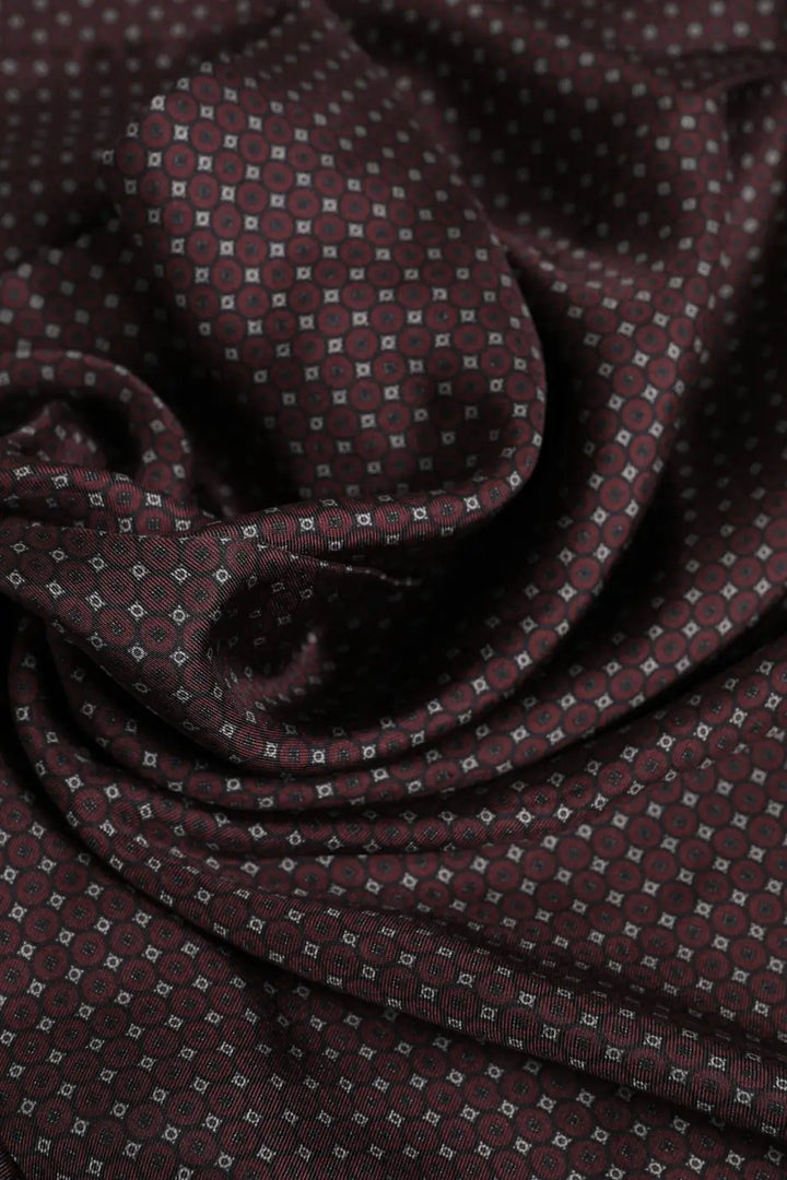 Dolce &amp; Gabbana Maroon Dotted Silk Fringes Foulard Scarf