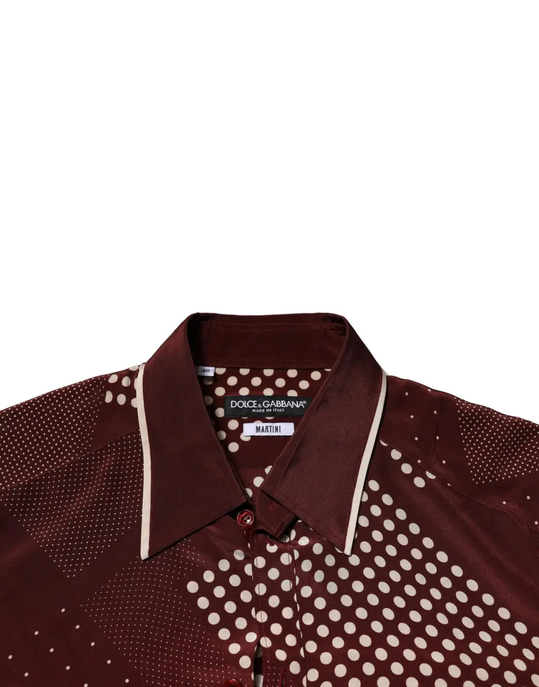 Dolce &amp; Gabbana Maroon Dotted Silk Long Sleeve Casual Shirt