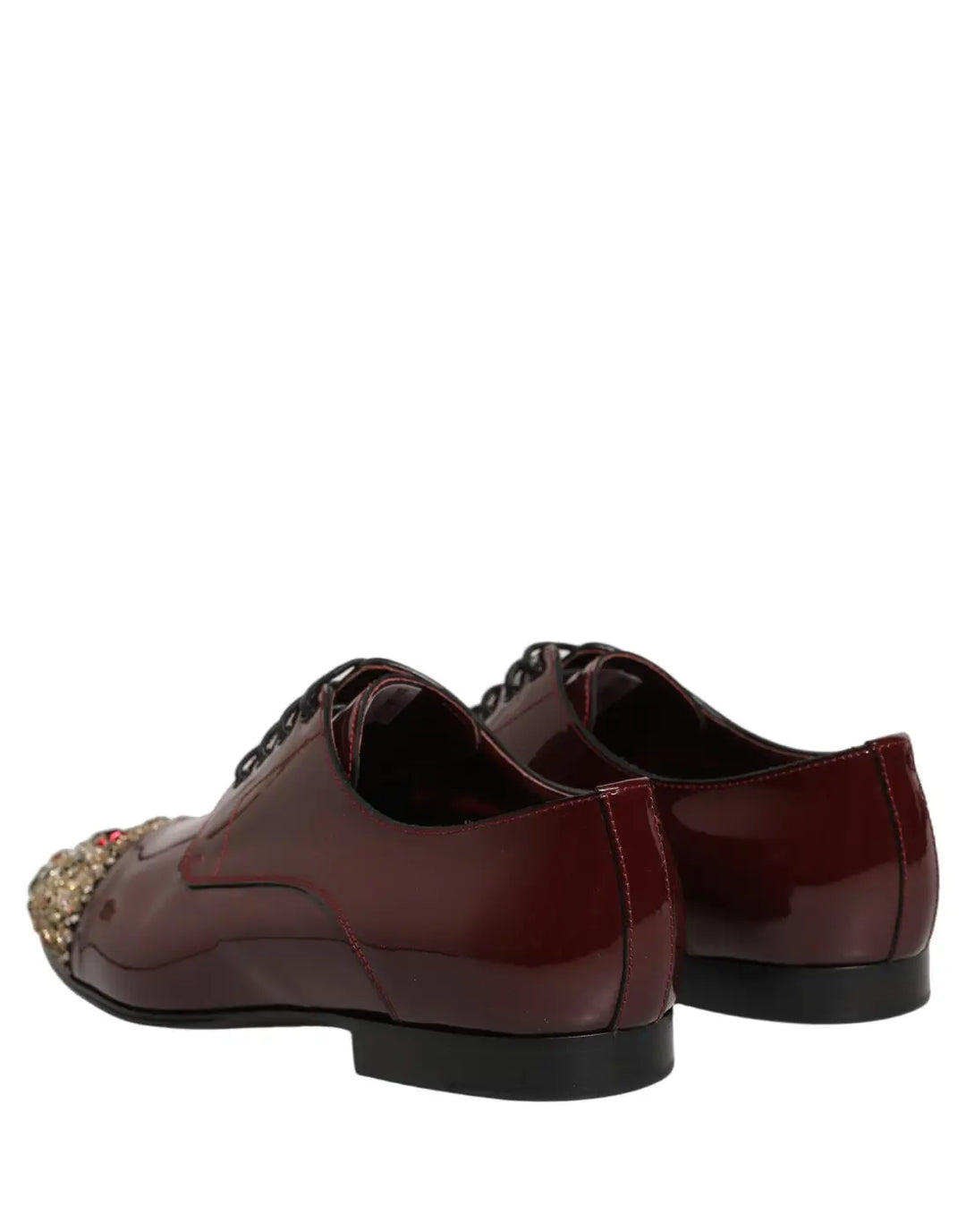 Dolce &amp; Gabbana Maroon Embellished Derby Dress Formal Shoes