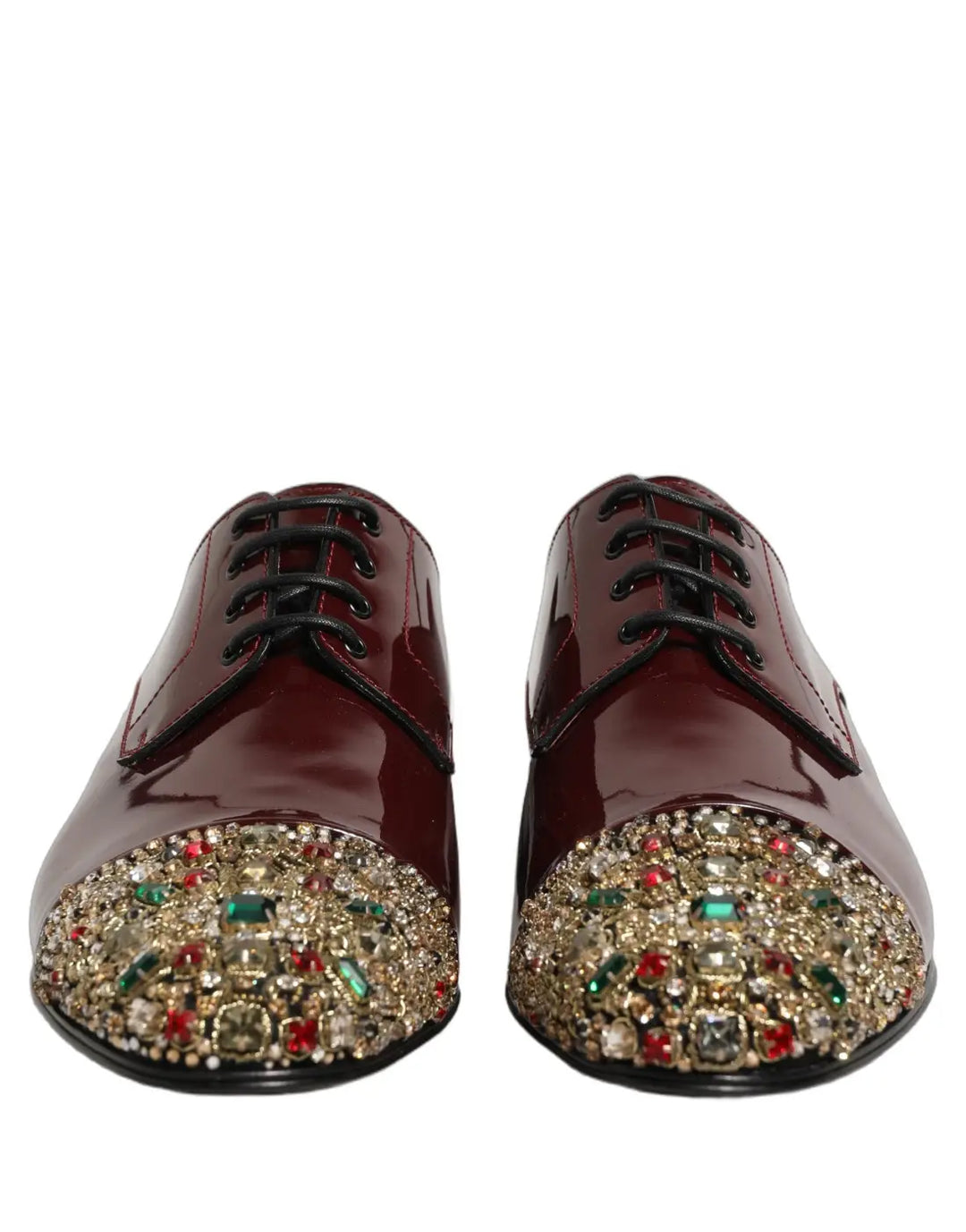 Dolce &amp; Gabbana Maroon Embellished Derby Dress Formal Shoes