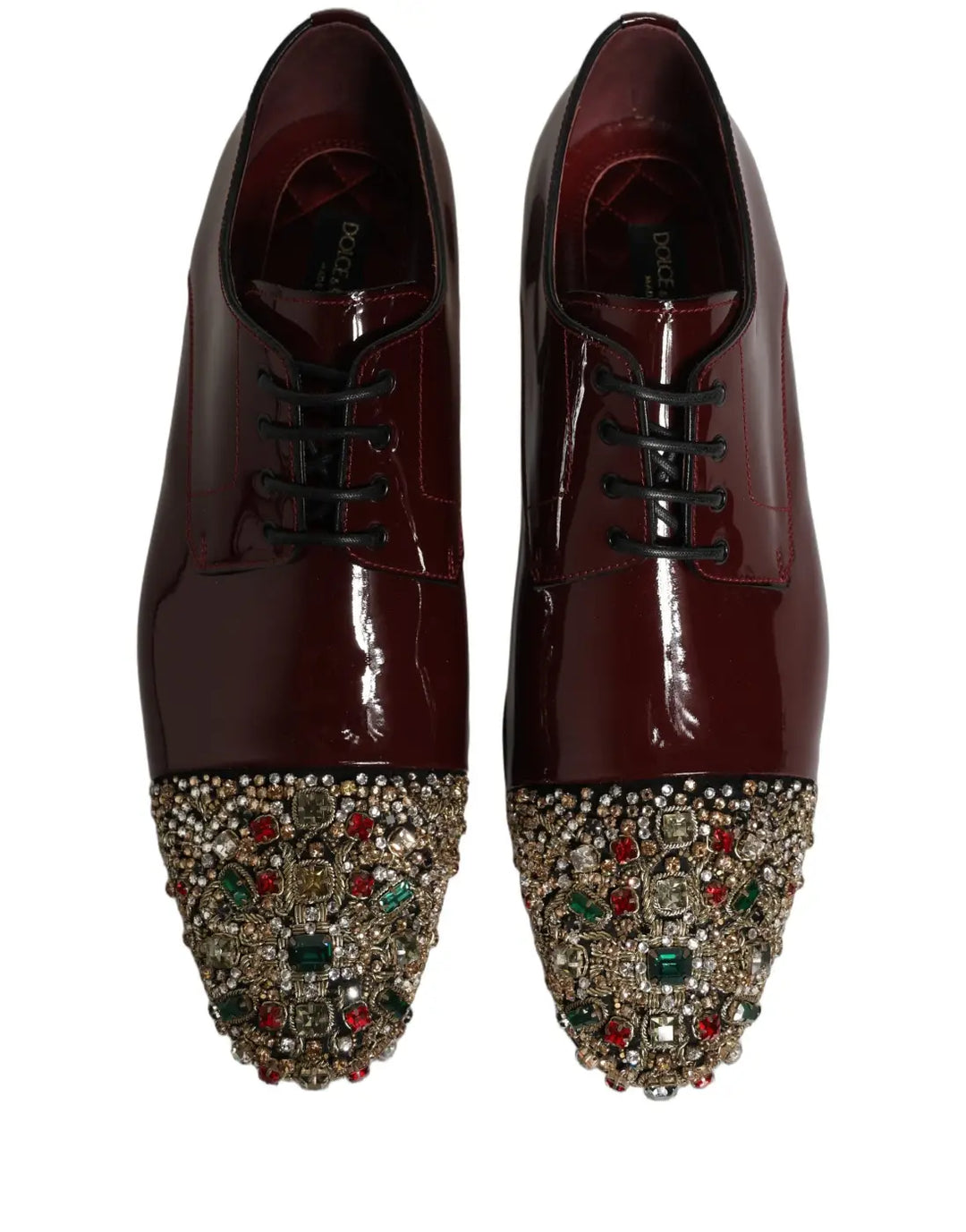 Dolce &amp; Gabbana Maroon Embellished Derby Dress Formal Shoes