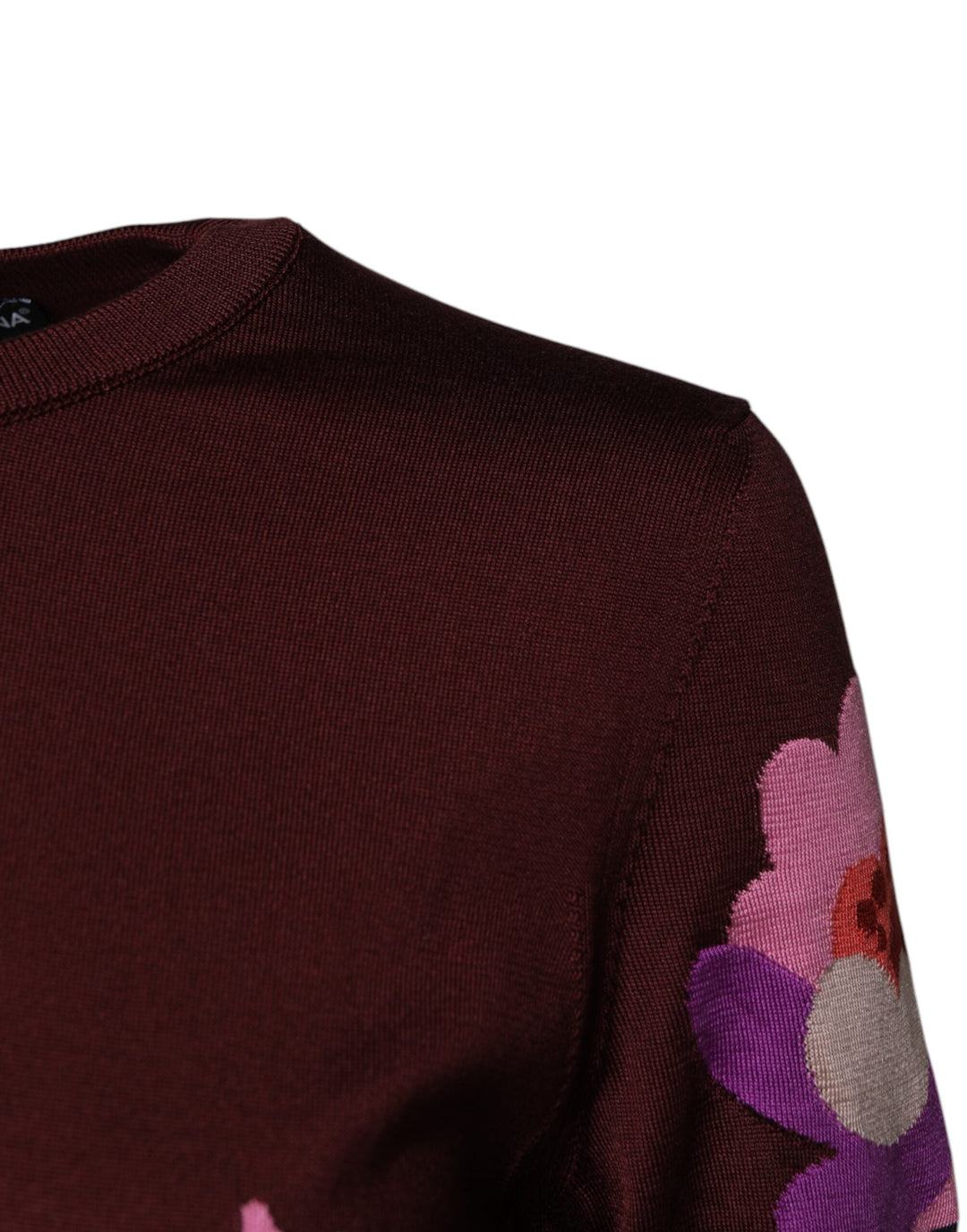Dolce &amp; Gabbana Blouses - Women’s Maroon Floral Silk Crew Neck Blouse Top