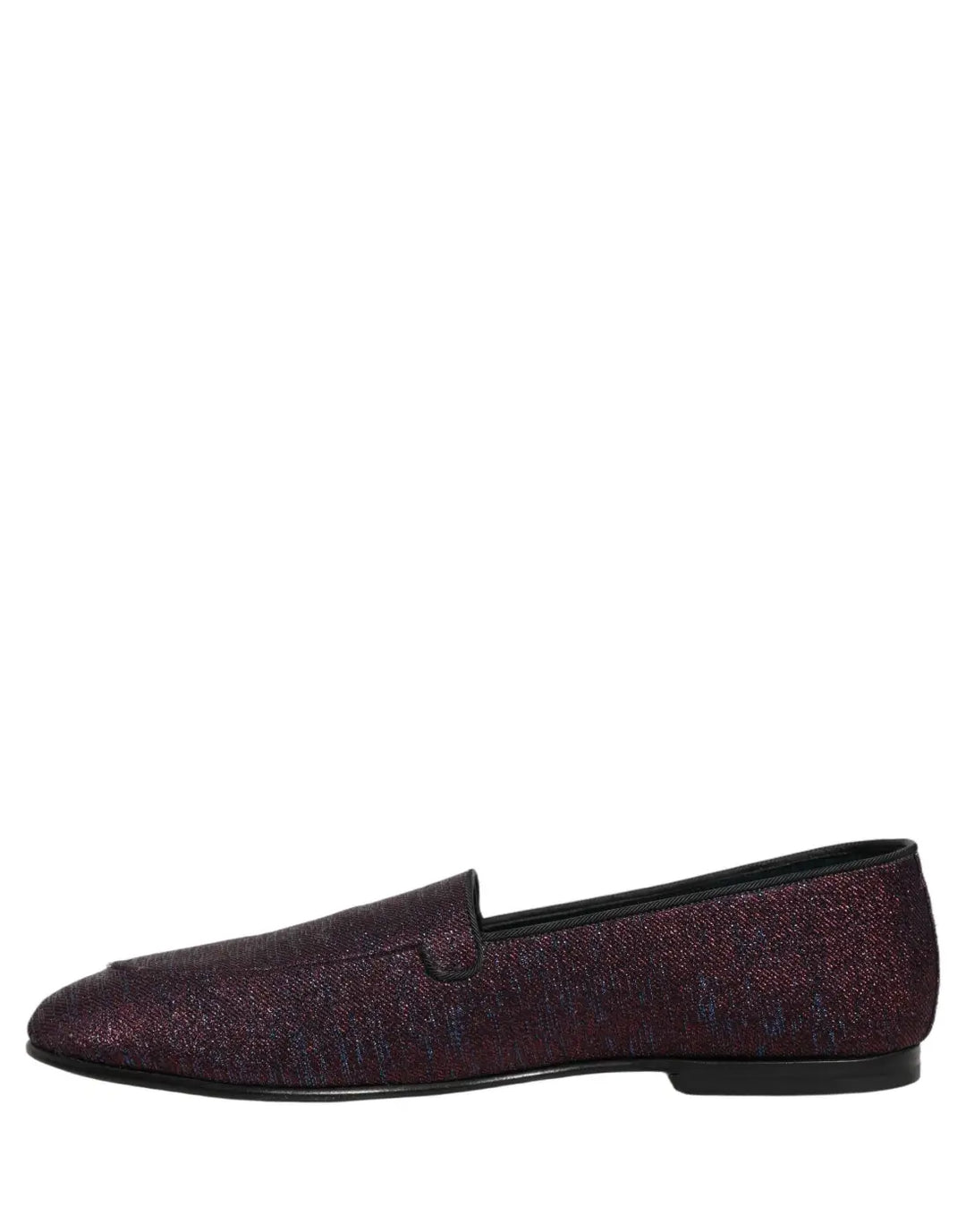 Dolce &amp; Gabbana Maroon Glitter Lurex Logo Dress Loafers Shoes