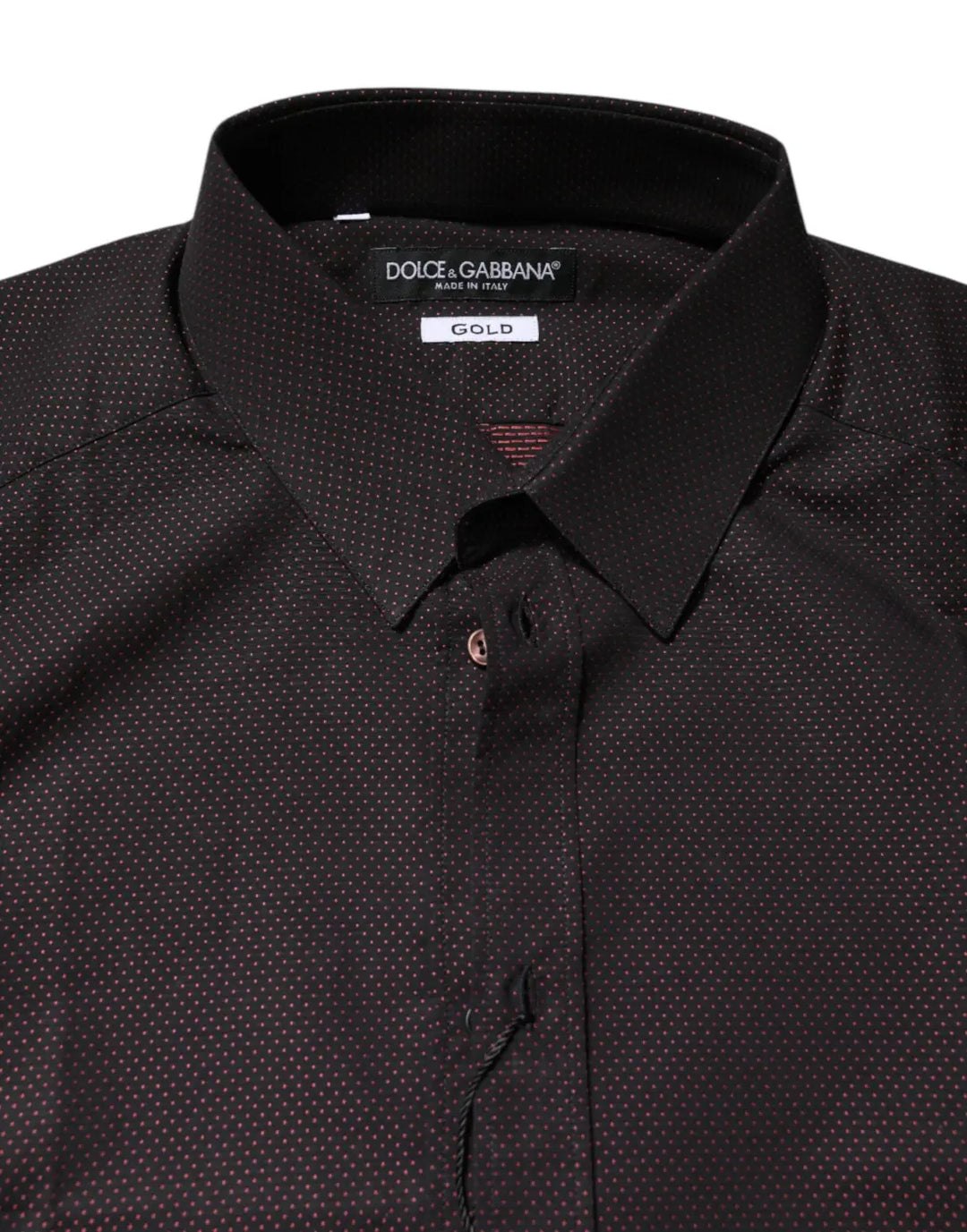 Dolce &amp; Gabbana Maroon Jacquard Cotton Gold Men Dress Shirt
