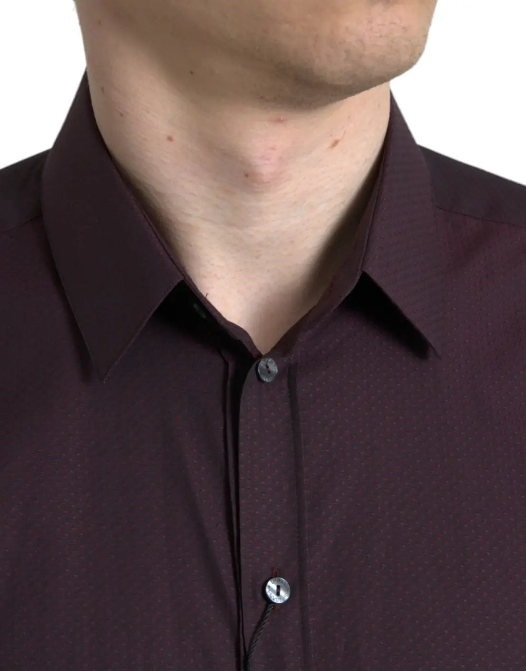 Dolce &amp; Gabbana Maroon Jacquard Formal Dress MARTINI Shirt