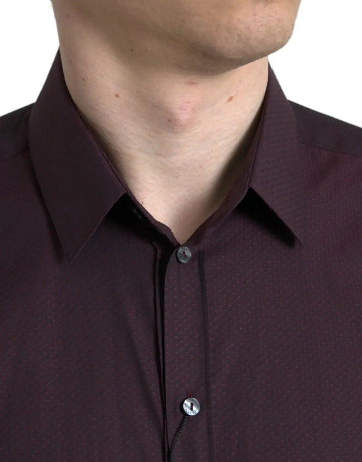Dolce &amp; Gabbana Maroon Jacquard Formal Dress MARTINI Shirt