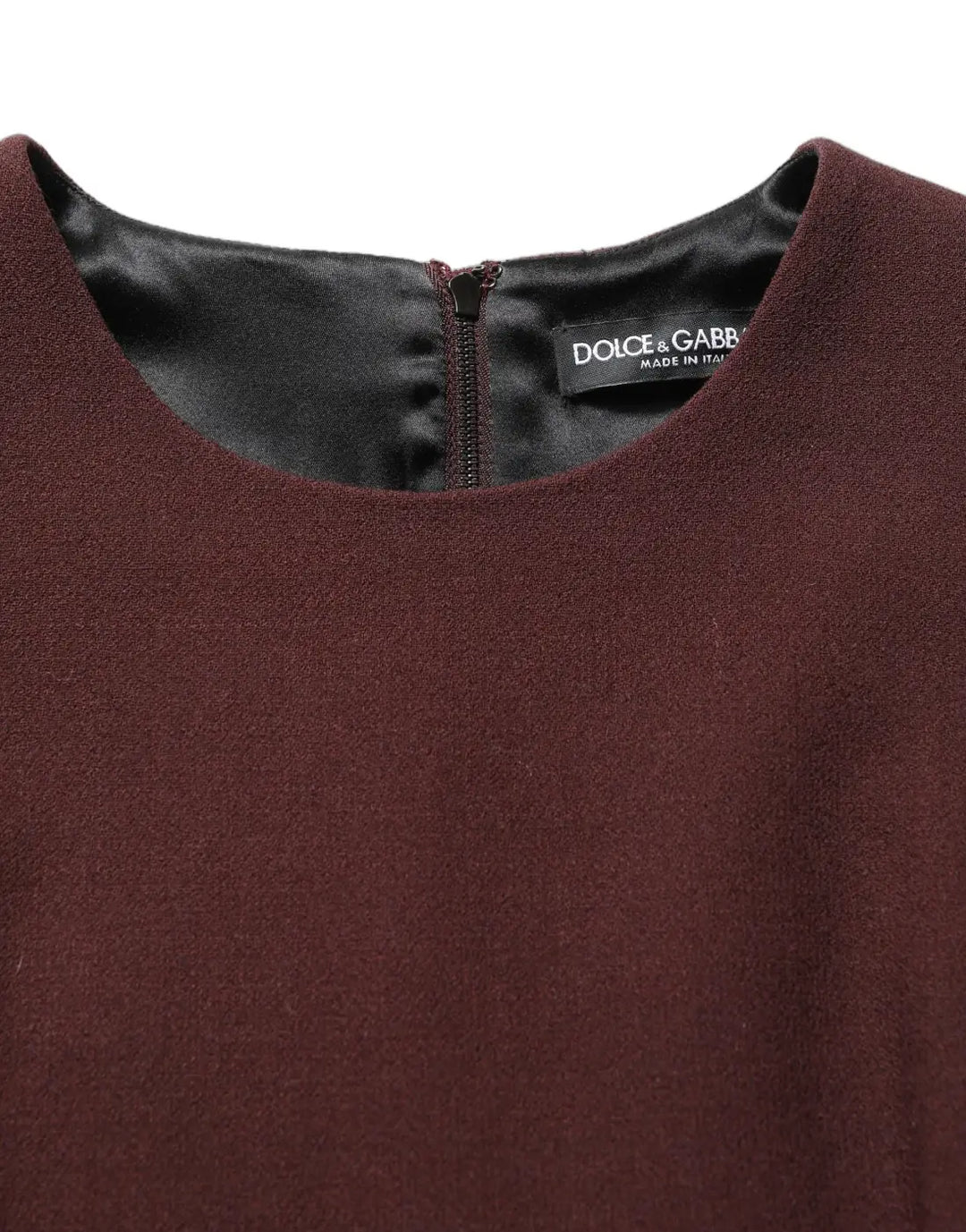 Dolce &amp; Gabbana Maroon Lace Sleeveless Knee Length Dress