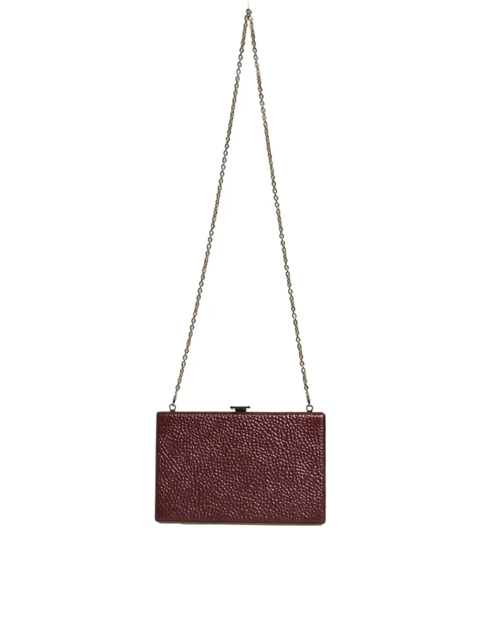 Dolce & Gabbana - Maroon Leather Clutch Evening Crossbody Bag