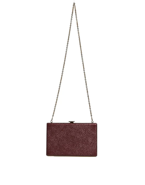 Dolce & Gabbana - Maroon Leather Clutch Evening Crossbody Bag