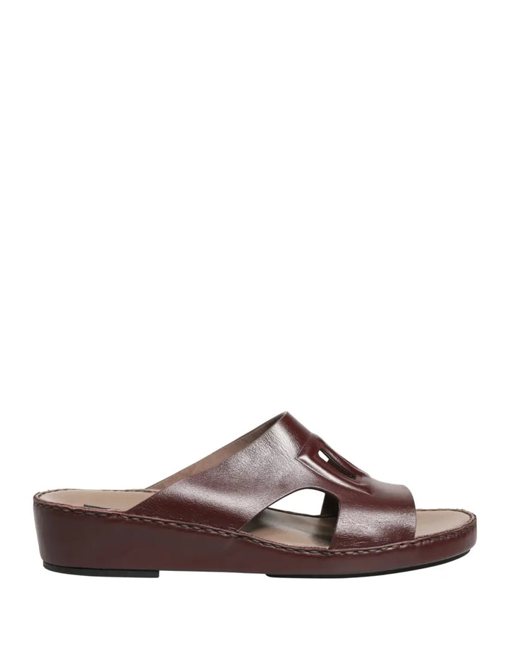 Dolce &amp; Gabbana Maroon Leather Cutout DG Logo Sandals Shoes