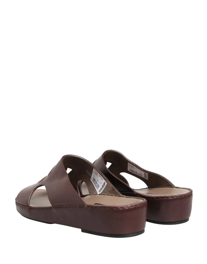 Dolce &amp; Gabbana Maroon Leather Cutout DG Logo Sandals Shoes