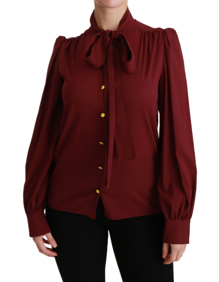 Dolce &amp; Gabbana Blouses - Women’s Maroon Long Sleeve Shirt Blouse Silk Top