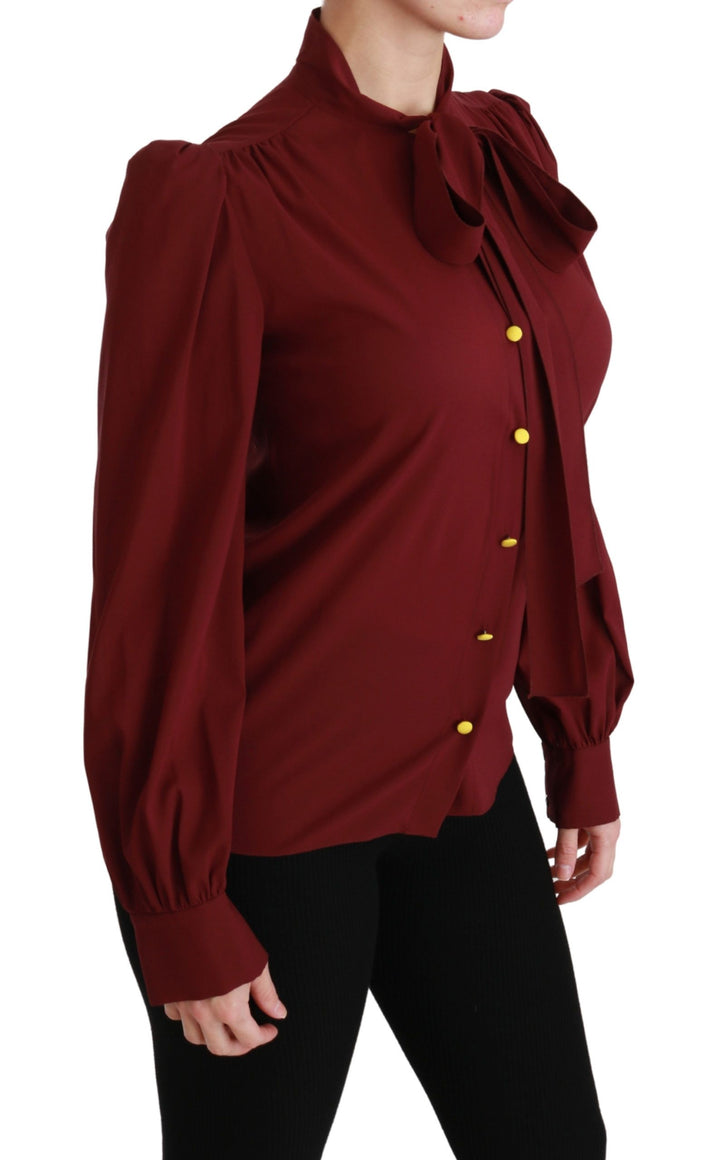 Dolce &amp; Gabbana Blouses - Women’s Maroon Long Sleeve Shirt Blouse Silk Top