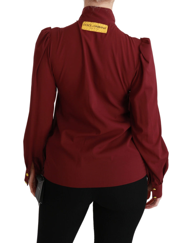 Dolce &amp; Gabbana Blouses - Women’s Maroon Long Sleeve Shirt Blouse Silk Top