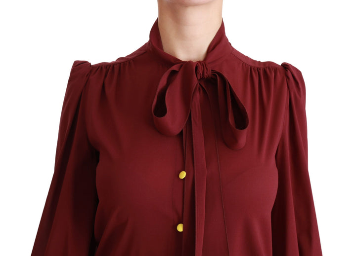 Dolce &amp; Gabbana Blouses - Women’s Maroon Long Sleeve Shirt Blouse Silk Top