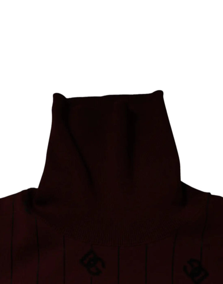 Dolce &amp; Gabbana Maroon Monogram Turtleneck Pullover Sweater